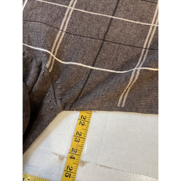 Oscar De La Renta Mens Plaid Knit Sweater Brown Medium - Picture 6 of 6